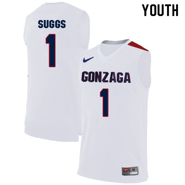 Youth #1 Jalen Suggs Gonzaga Bulldogs College Basketball Jerseys Sale-White - Click Image to Close